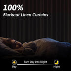Guken 100% Blackout Linen Short Curtains for Bedroom 58 Inches Long Natural Cream Black Out Curtain Back Tab Thermal Insulated Room Darkening Window Drapes for Living Room 2 Panels Beige Ivory 52x58