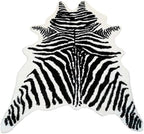 Zebra Print Rug Faux Animal Cowhide Skin Area Rug Leather Carpet Mat Large Size for Home Office Livingroom 5.2'x3.9'