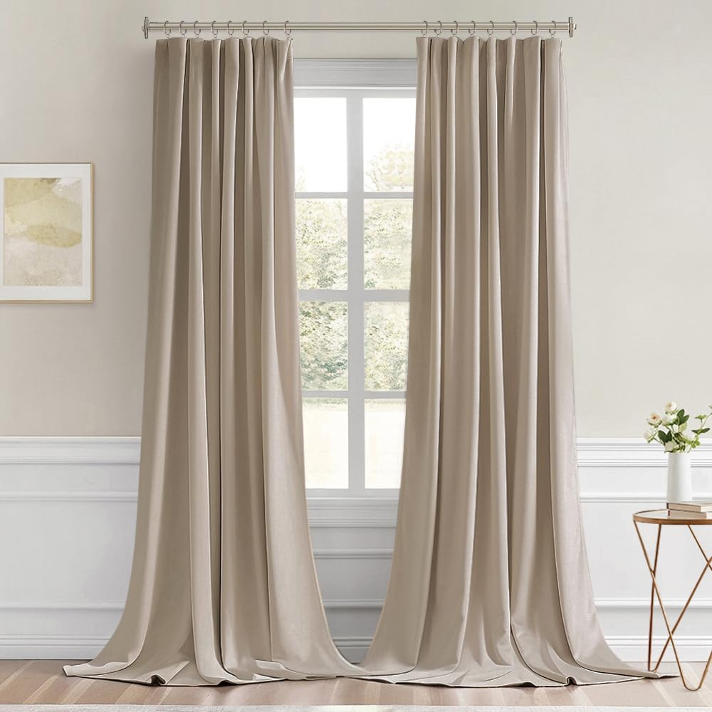 MIULEE Taupe Back Tab Blackout Curtains 52x96 Inch Long 2 Panels Set