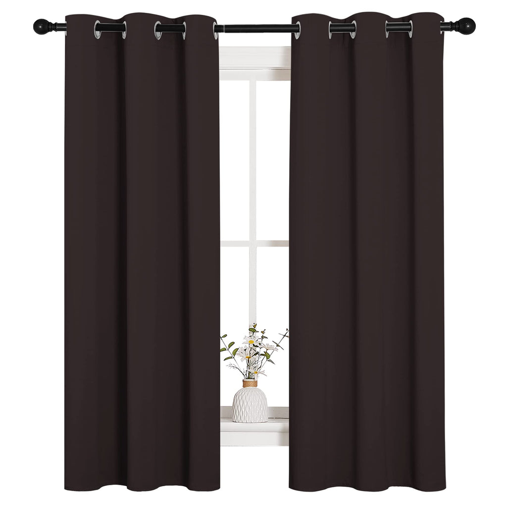 NICETOWN Blackout Curtain Panels for Bedroom Window, Triple Weave Microfiber Energy Saving Thermal Insulated Solid Grommet Blackout Draperies and Drapes (1 Pair, 34 inches by 63 Inch, Toffee Brown)