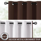 Yakamok 100% Blackout Curtain Panels 63 inches Cold and Light Blocking Drapes for Nursery, 2 Thick Layers Thermal Insulated Draperies (2 Pieces, 50 Wide Each Panel, Brown/White Backing)