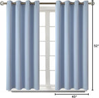 BGment Blackout Curtains for Living Room - Grommet Thermal Insulated Room Darkening Curtains for Bedroom, 2 Panels of 52 x 45 Inch, Spa Blue