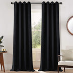 Yakamok Blackout Curtains Room Darkening Thermal Insulated Grommet top Window Curtains for Living Room, 52 x 108 Inch, Black, Set of 2