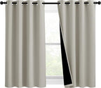 NICETOWN 100% Blackout Curtains 54 inches Long, Double-Deck Completely Blackout Window Treatment Thermal Insulated Lined Drapes for Small Window (Natural, 1 Pair, 46 inches Width Each Panel)