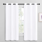 NICETOWN White Samll Window Blackout Curtain Panels, 50% Light Blocking Curtains for Bedroom & Dining Room Window (Set of 2, 42 inches x 68 inches)