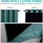 NICETOWN 100% Blackout Blinds, Laundry Room Decor Window Treatment Curtains, Thermal Insulated Energy Smart Drapes and Draperies for Villa, Hall and Studio, Sea Teal, Set of 2, 52 inches x 95 inches