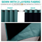 NICETOWN Complete 100% Blackout Curtain Set, Thermal Insulated & Energy Efficiency Window Draperies for Guest Room, Full Shading Panels for Shift Worker and Light Sleepers, Sea Teal, 42W x 84L, 2 PCs