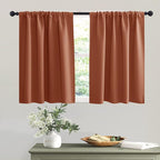 RYB HOME Short Burnt Orange Blackout Curtains for Small Bedroom Window Cafe