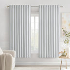 MIULEE Greyish White Back Tab Blackout Curtains 63 Inches Long 2 Panels Set for Living Room Bedroom Privacy, Rod Pocket/Pinch Pleat Thermal Insulated Room Darkening Pleated Light Blocking Drapes