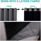 NICETOWN 100% Blackout Short Curtains with Black Liners, 2 Panels, 37" W by 50" L, Grey, Solid Thermal Insulated Full Blackout 2-Layer Lined Drapes, Energy Efficiency Window Draperies for Bedroom