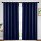 Yakamok Blackout Curtains Room Darkening Thermal Insulated Window Panels,Solid Grommet Top Drapes for Bedroom/Living Room(70Wx84L, Navy Blue, 2 Panels)
