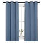NICETOWN Kitchen Curtains with Grommet Top, Privacy & Room Darkening Thermal Insulated Draperies for Boys Bedroom, Nursery (Stone Blue, 34" Wide by 54" Long, Set of 2)