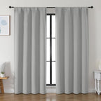 Simplebrand Ava Silver Grey Blackout Curtains for Bedroom 84 Inch Length 2 Panels Set, Solid Thermal Insulated Privacy Living Room Window Treatment Curtains Blackout Drapes, W50 x L84 Inch