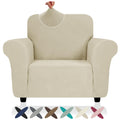 ZNSAYOTX Super Stretch Chair Slipcover (30"-47"), New Striped Sofa Chair Covers for Living Room, Dogs Pet Friendly Anti-Slip Chair Protector Spandex Armchair Slipcovers (Khaki, Chair)