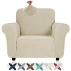 ZNSAYOTX Super Stretch Chair Slipcover (30"-47"), New Striped Sofa Chair Covers for Living Room, Dogs Pet Friendly Anti-Slip Chair Protector Spandex Armchair Slipcovers (Khaki, Chair)