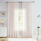 YJ YANJUN Vintage Lace Curtains 96 Inches Long-Victorian Floral Pattern Dusty Pink Sheer Curtain Panels for Living Room Bedroom,Light Filtering, Shabby Chic Girls Drapes 2 Panels 52W x 96L