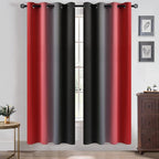 Yakamok Blackout Ombre Black and Red Curtains for Bedroom,Room Darkening Grommet Thermal Insulated Full Light Blocking Window Drapes/Curtains for Living Room,52 x 72 Inch,2 Panels