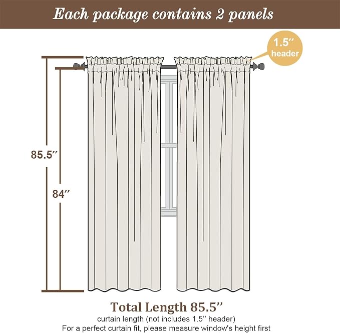Chyhomenyc Light Blue Sheer Curtains 84 Inch Length 2 Panels, Light Filtering Soft Airy Voile Rod Pocket Sheer Window Drapes for Bedroom Living Room, Each 42Wx84L Inches, Sky Blue