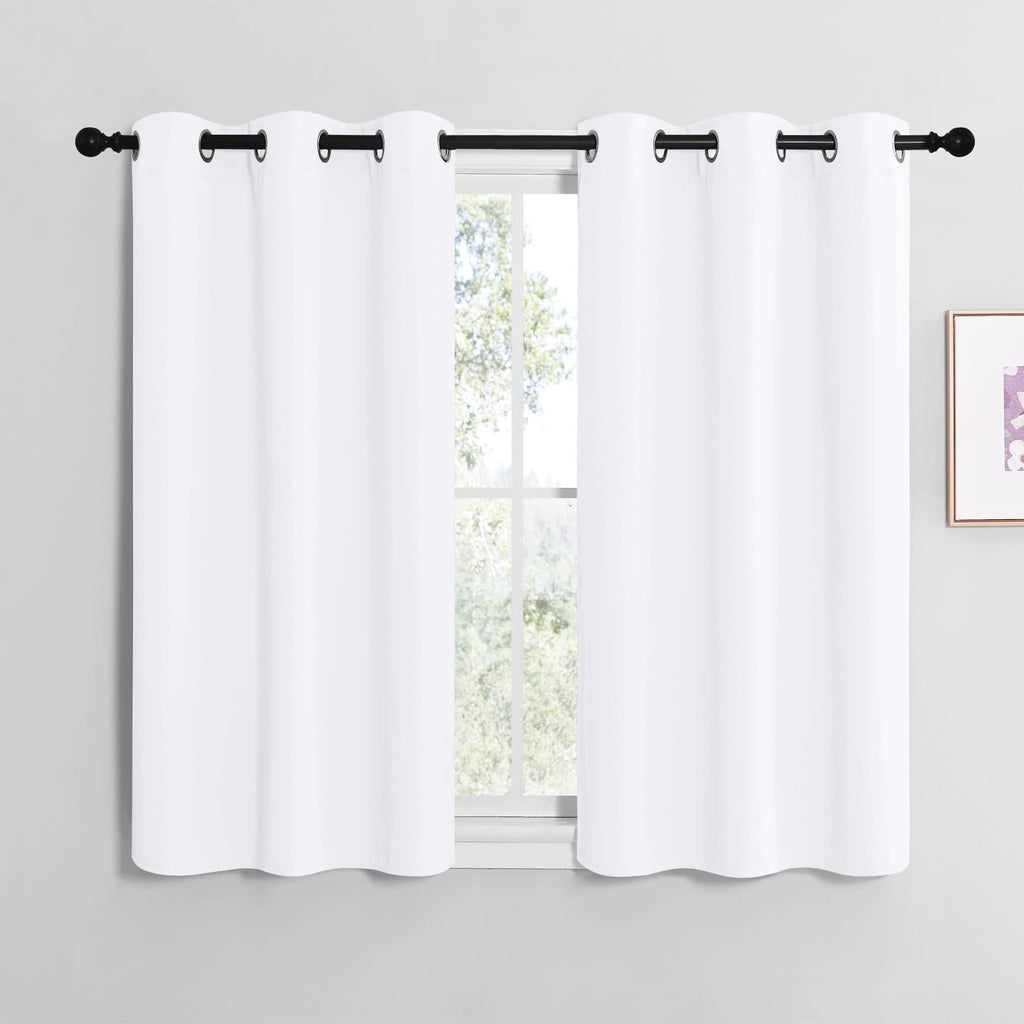 NICETOWN Draperies Curtains Panels, Blocking Out 50% Sunlight Window Treatment Curtains, Grommet Top Small Window Drapes for Bedroom (2 Panels, 42 by 40, White)