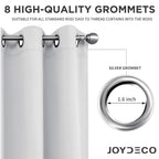 Joydeco White Curtains 108 Inches Long 2 Panels Set, Thermal Insulated Long Curtains& Drapes 2 Burg, Room Darkening Grommet Drapes for Living Room Bedroom Window (W52 x L108 Inch, Greyish White)