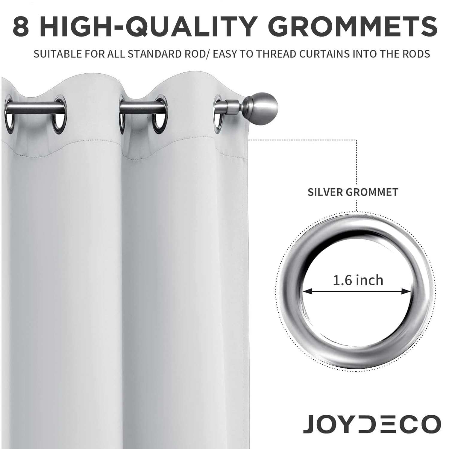 Joydeco White Curtains 108 Inches Long 2 Panels Set, Thermal Insulated Long Curtains& Drapes 2 Burg, Room Darkening Grommet Drapes for Living Room Bedroom Window (W52 x L108 Inch, Greyish White)