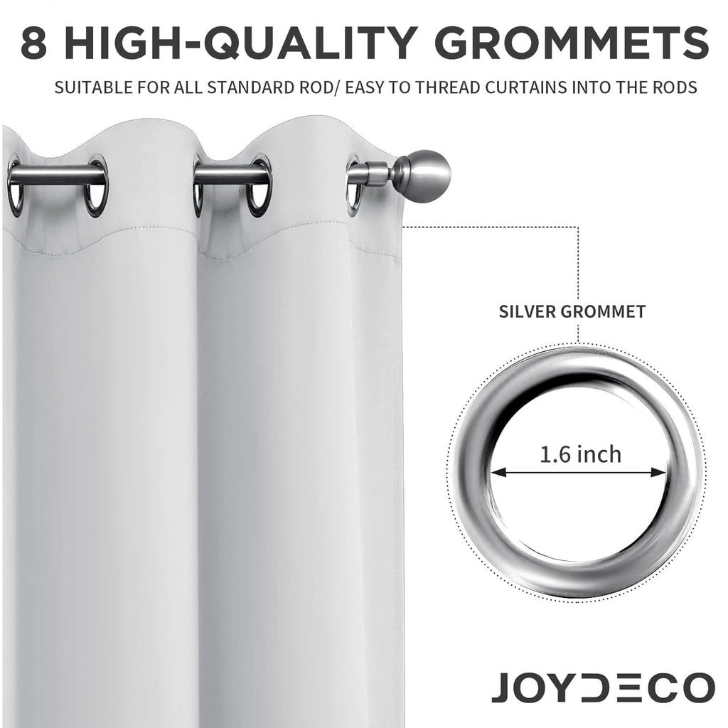 Joydeco White Curtains 108 Inches Long 2 Panels Set, Thermal Insulated Long Curtains& Drapes 2 Burg, Room Darkening Grommet Drapes for Living Room Bedroom Window (W52 x L108 Inch, Greyish White)