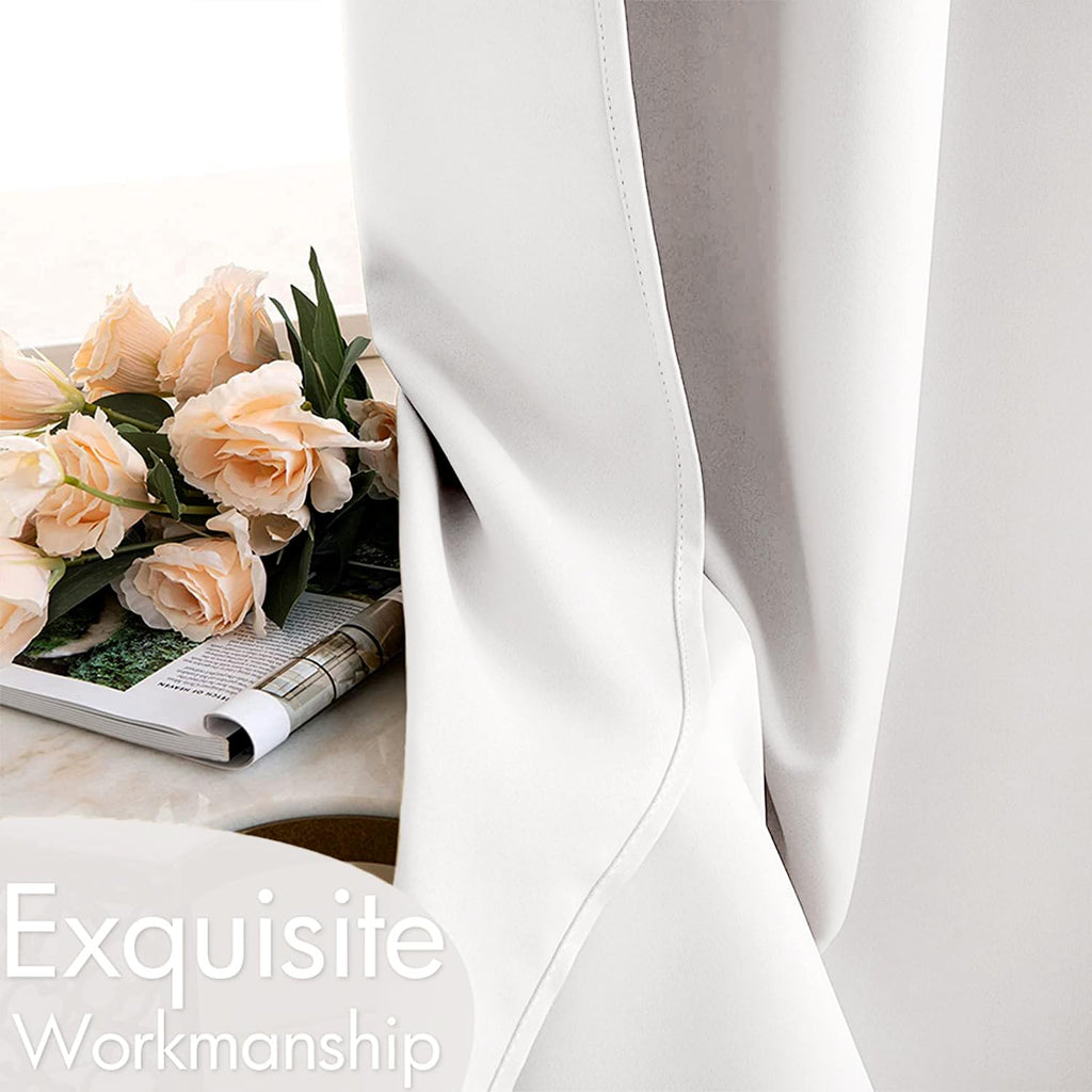 MIULEE Pure White Blackout Bedroom Curtains Drapes 96 Inch Long 52"x96"