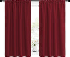 NICETOWN Christmas Burgundy Curtains Blackout Drape Panels - Lights Block Out Window Treatment Short Curtain Sets for Loft and Basement Decoration (Set of 2, 42 by 54-Inch)