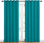 NICETOWN Blackout Draperies Curtains for Kids Room, Window Treatment Thermal Insulated Solid Grommet Blackout Drape Panels for Bedroom (Peacock Teal, Set of 2, 60 by 84 inches)