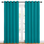 NICETOWN Blackout Draperies Curtains for Kids Room, Window Treatment Thermal Insulated Solid Grommet Blackout Drape Panels for Bedroom (Peacock Teal, Set of 2, 60 by 84 inches)