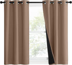 NICETOWN 100% Blackout Curtains Thermal, Noise Reduction and Privacy Curtains for Patio Door, Black Lined Blackout Drapes with Grommet Top, Cappuccino, 1 Pair, W37 x L40