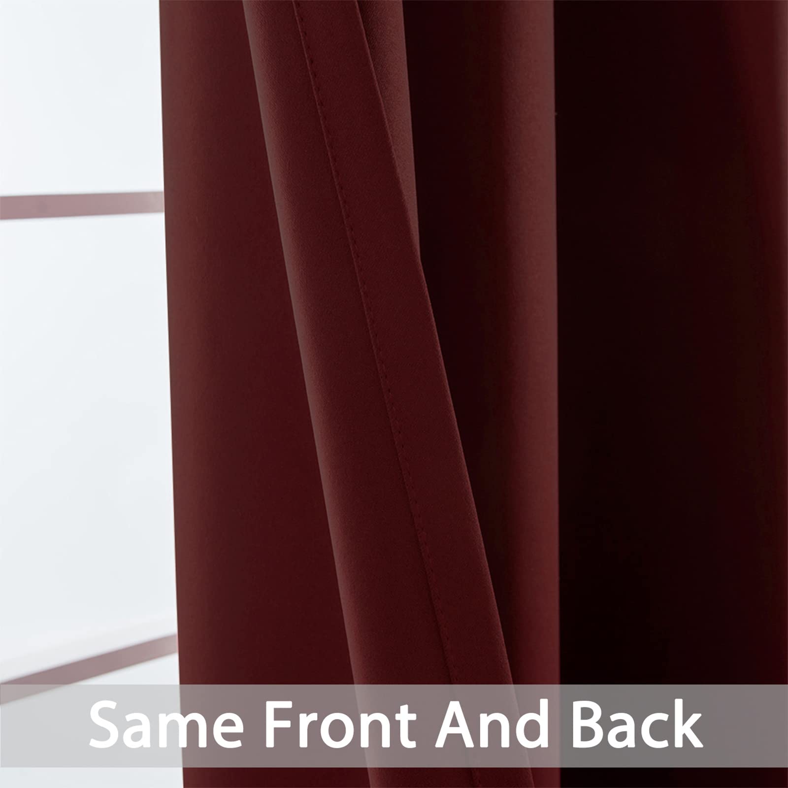 Yakamok Room Darkening Curtains 62x84 inch Length Burgundy Red-Living Room