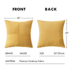 MIULEE Golden Mustard Decorative Throw Pillow Covers for Couch 20x20 Inch