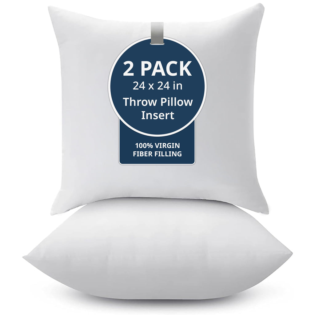LANE LINEN Pillow Inserts 12x20 2-Pack - Firm Support & Loft, White