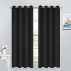 Yakamok Room Darkening Curtains 52x54 inch Length Black-Living Room