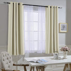 NICETOWN Short Window Curtains 45" L - Grommet Sunlight Reducing Solid Vertical Curtains and Drapes for Cafe & Home Office, Beige, 52" Wide Per Panel, Sold by 2 Panels