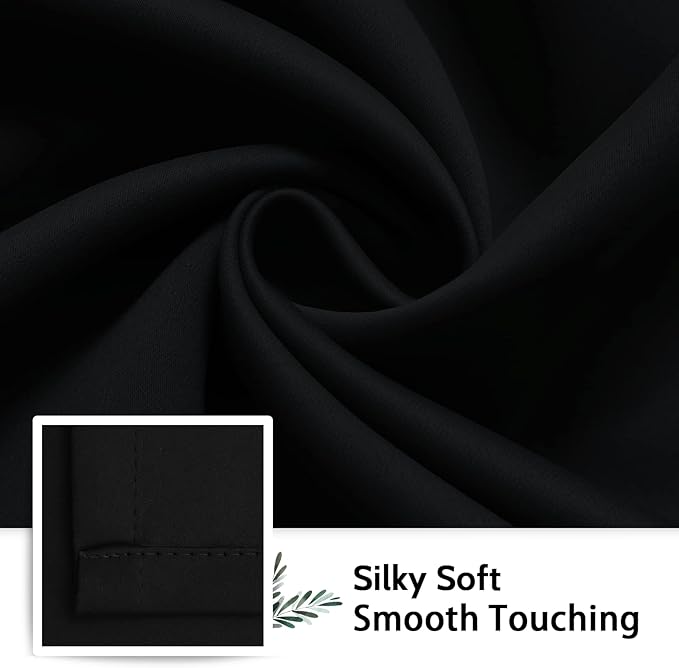 SimpleHome Black 100% Blackout Curtains Room Darkening Living Room 84 Inch