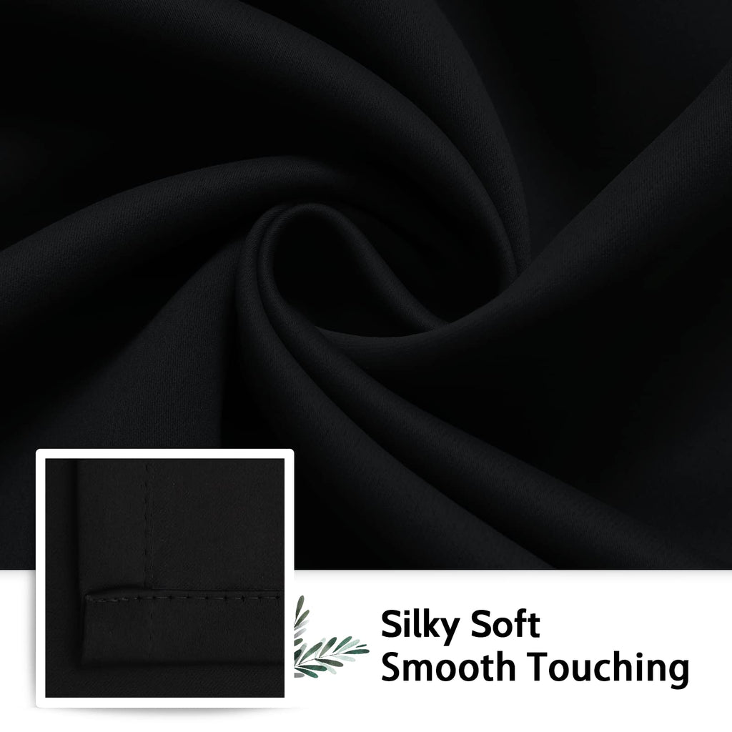 SimpleHome Black 100% Blackout Curtains Room Darkening Living Room 84 Inch