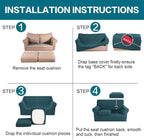 Turquoize 3 Piece Sofa Covers for 2 Cushion Couch Sofa Slipcover Soft Couch Cover for Dogs-Washable Sofa Furniture Covers with 2 Individual Cushion Covers, Feature Fabric (2 Cushion Sofa, Deep Teal)