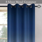 SimpleHome Ombre Room Darkening Curtains for Bedroom, Light Blocking Gradient Blue to Gray White Thermal Insulated Grommet Window Curtains/Drapes for Living Room,2 Panels, 52x96 inches Length
