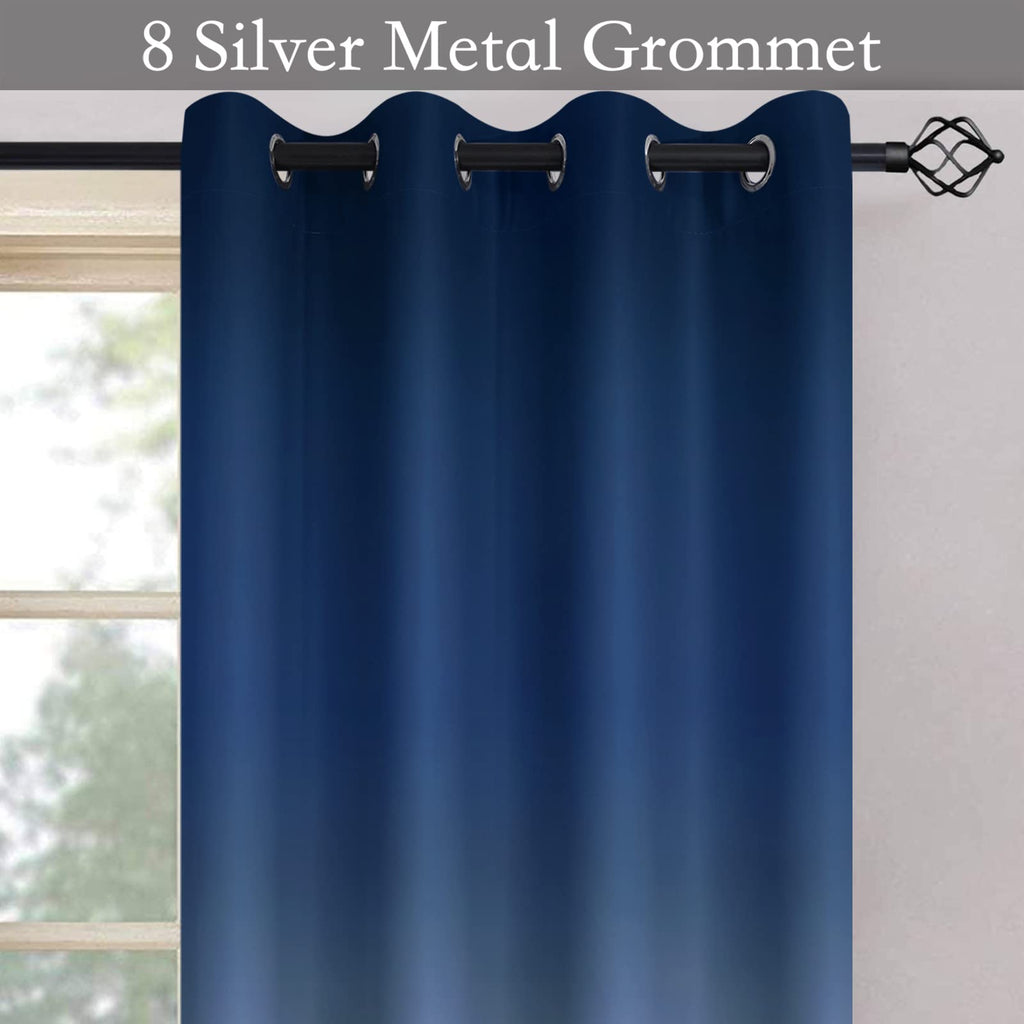 SimpleHome Blue to Grey White Ombre Room Darkening Curtains 72 Inch