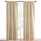 NICETOWN Blackout Room Darkening Curtains - Home Decoration Light & Noise Reducing Thermal Insulated Window Draperies with Rod Pocket Top (Biscotti Beige, 2 Panels, 34 inches Wide x 84 inches Long)
