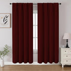 CUCRAF Burgundy Red Blackout Curtains 72 inch Length 2 Panels Set, Rod Pocket Room Darkening Drapes for Bedroom Living Room, Insulated Thermal Light Blocking Window Curtain (W52 x L72 Inch)