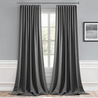 MIULEE Back Tab Grey Blackout Curtains 102 Inch Long 2 Panels Set for Living Room Bedroom, Rod Pocket/Pinch Pleated Thermal Insulated Room Darkening Light Blocking Floor to Ceiling Curtains/Drapes