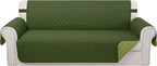 Reversible Oversized Sofa Covers Couch Cover Furniture Protector for Dogs Elastic Straps Water Resistant(XLSofa,Huntergreen/Sage)