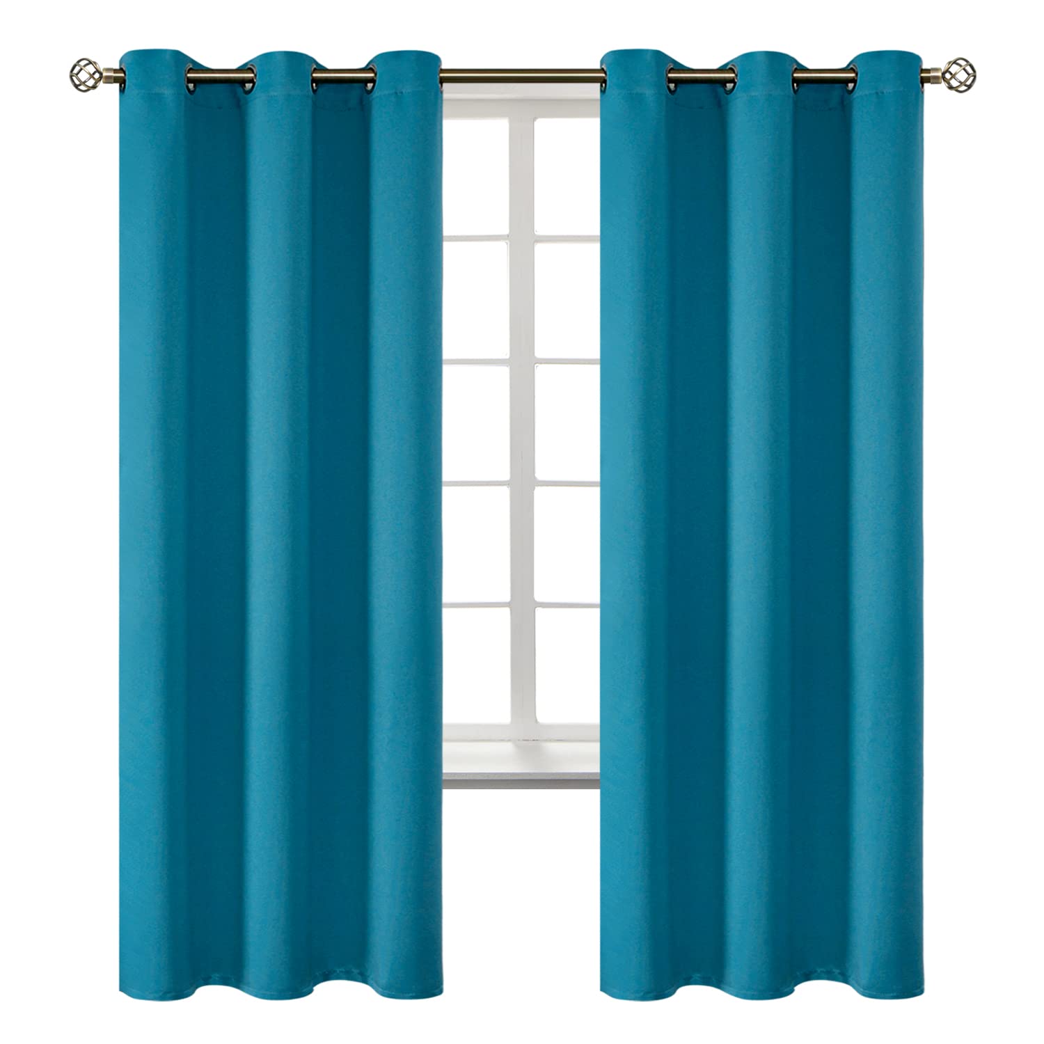 BGment Peacock Blue Blackout Curtains for Bedroom 72 Inch Long - 2 Panels