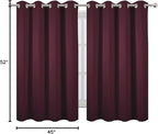 LEMOMO Blackout Curtains 52 x 45 inch/Burgundy Red Curtains Set of 2 Panels/Thermal Insulated Room Darkening Bedroom Curtains