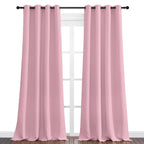 NICETOWN Crystal Pink Blackout Draperies Curtains - Pair of Grommet Top Thermal Insulated Blackout Decorative Curtains for Thanksgiving Day & Christmas Decor(55 inches Wide by 96 inches Long)