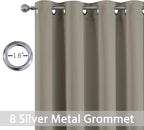 Yakamok Premium Room Darkening Thermal Insulated Curtains for Bedroom/Living Room - Classic Grommet Top (2 Panels, Taupe, 52 Inch by 108 Inch)