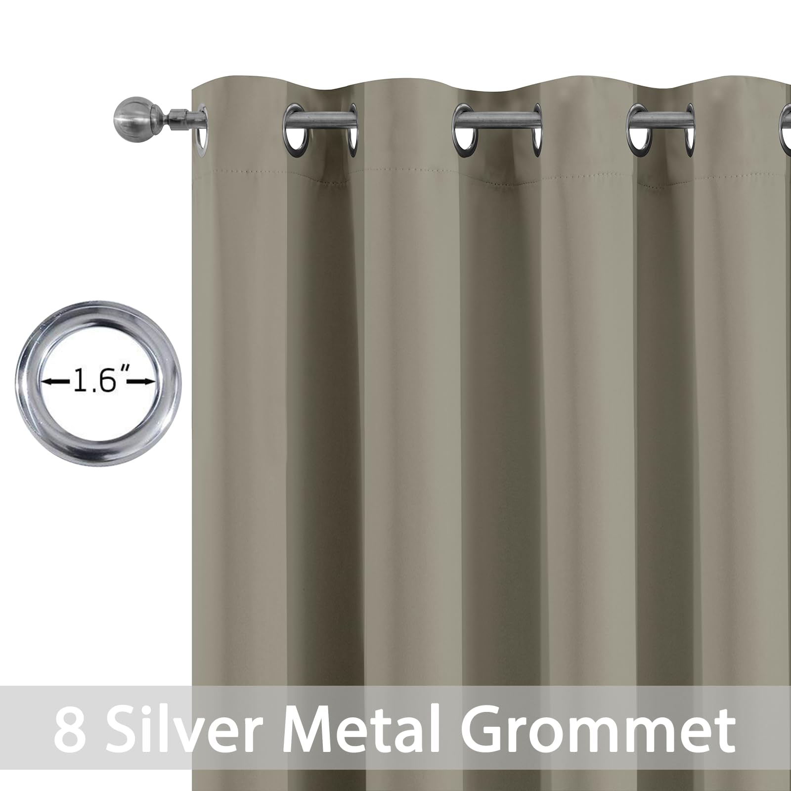 Yakamok Room Darkening Curtains 52x84 inch Length Taupe-Living Room